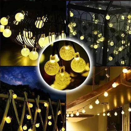 Solar String Lights Outdoor Crystal Fairy Light Chritmas Garland 8 Modes Waterproof Patio Light for Garden Party Decor