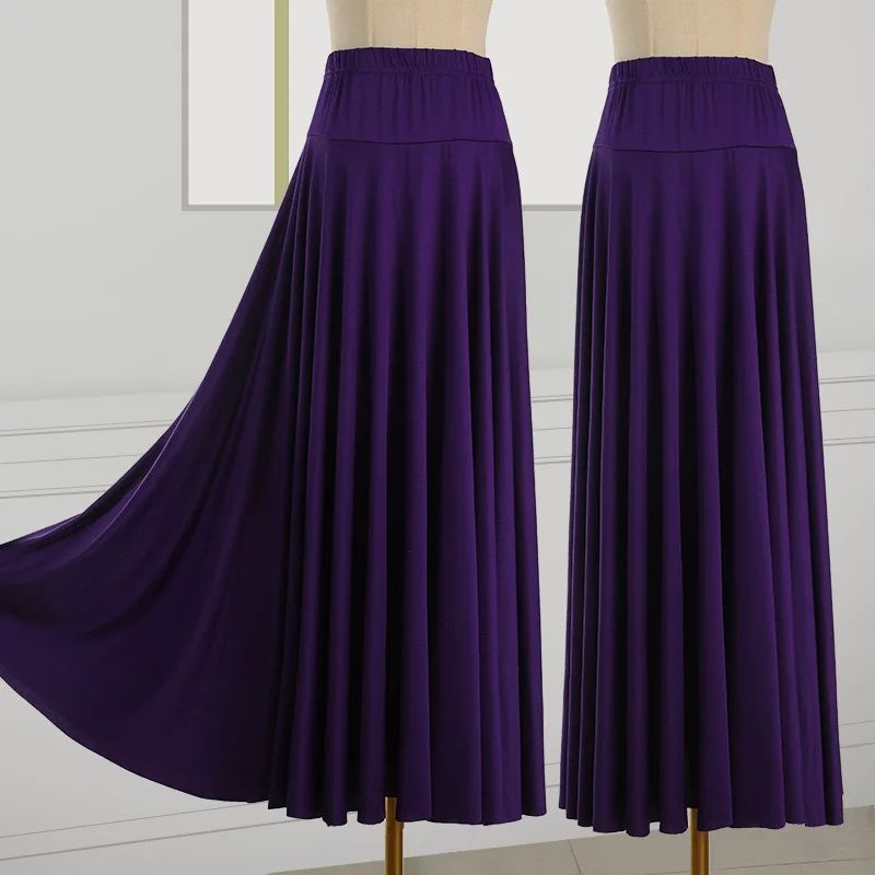 Plus Size Elegant Plus Size Women's Long Dress For Dancing And Commuting Stylish Square Dance Skirt With Wide Hemline For Soc...