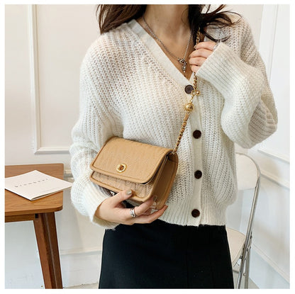 New Fashion Women's Shoulder Bag Simple Chain Texture Small Square Bag Light Luxury Party Crossbody Bag Purses and Handbags