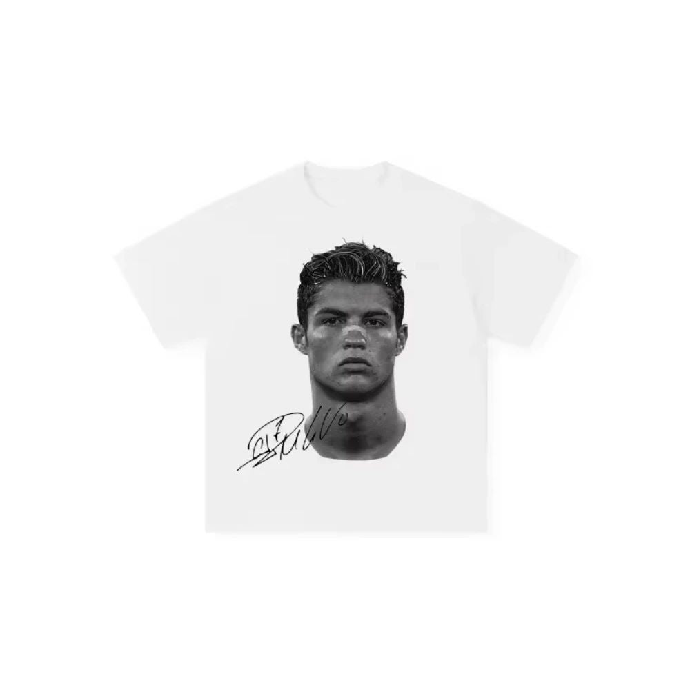 Cristiano Ronaldo Soccer Superstar Super Fashion Print Short Sleeve Cotton T-shirt Men Women Worn American Style