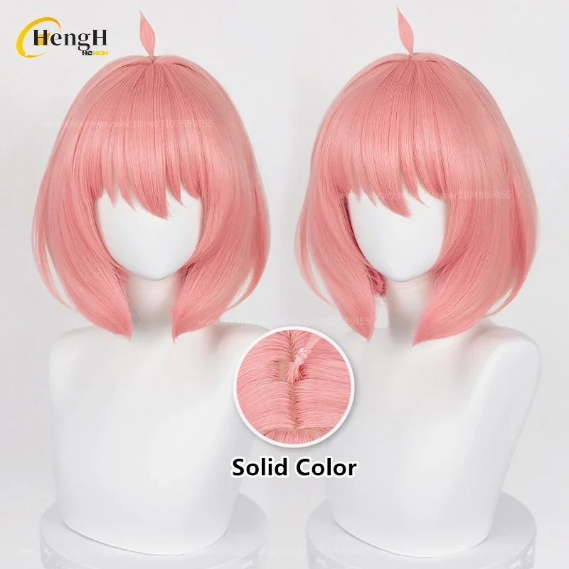 Pronta Entrega Anya Forger Peruca Sintética Anime Curta 37cm Rosa Gradiente Perucas de Cosplay Com Acessórios de Cabelo Resistente ao Calor Perucas de Halloween