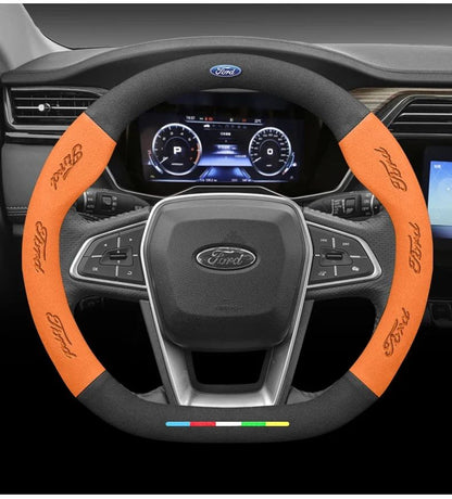 Capa de Volante de Camurça Antiderrapante para Carros Ford Mondeo Focus Raptor Puma Edge Explorer Ecosport Ranger F150 Kuga Fiesta Fusion