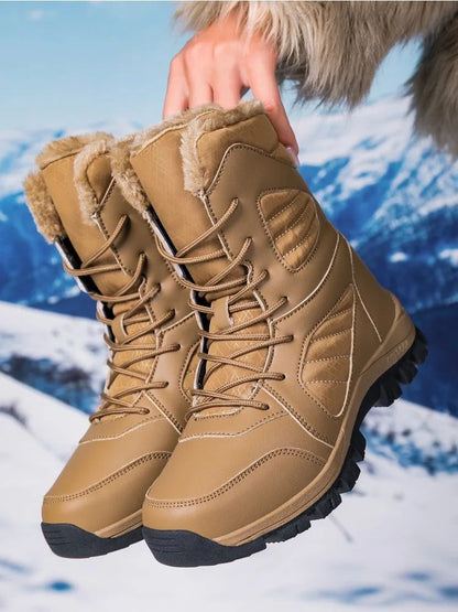 Winter Women's Snow Boots High Top Hiking Boots for Women Winter Outdoor Walking Sneakers Waterproof Plush Warm Platform Boots