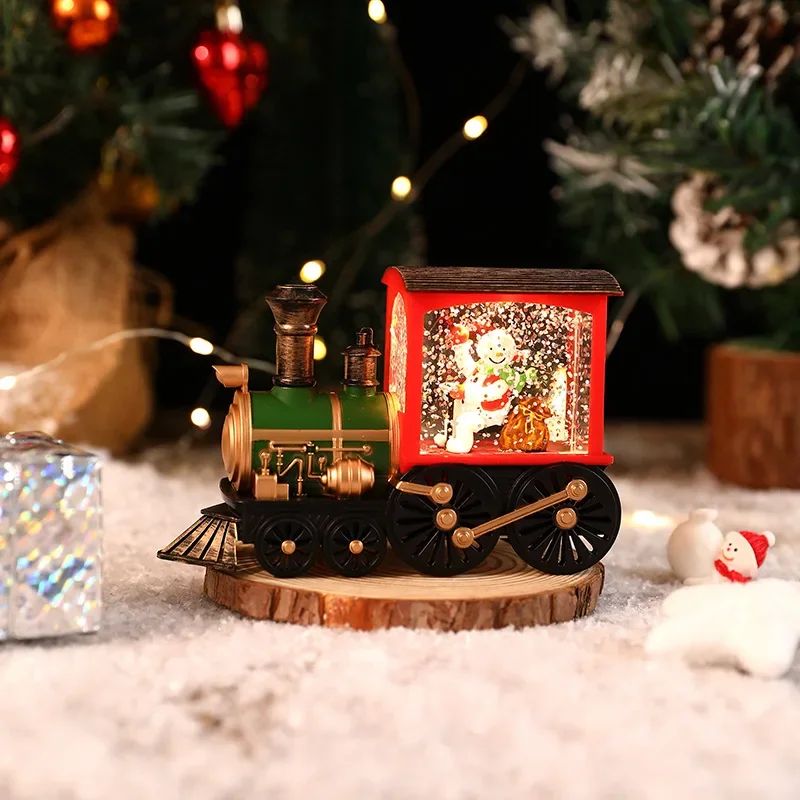 2026 Christmas Gift Christmas Crystal Ball Ornaments LED Lights Train Santa Claus Merry Christmas Decoration for Home Party Xmas