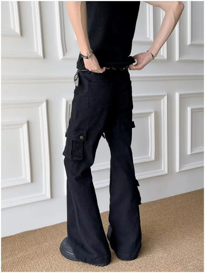 Calça Jeans Boca de Sino Masculina e Feminina, Ajustada, Estilo Fino, Casual, Fashion de Rua, da China Continental