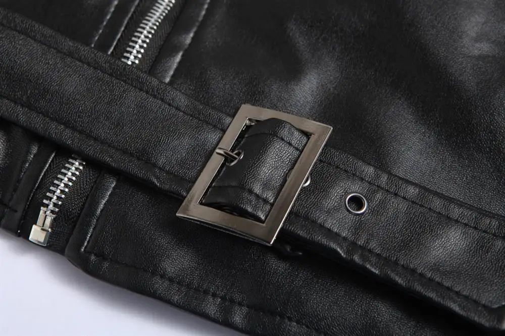 Slim Fit Casual Biker Jacket Men's Spring Outerwear Fashionable Collar Zipper Leather Jacket Motorcycle Style Male Coat