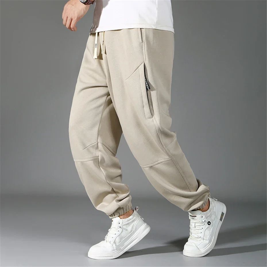 Calça Masculina Plus Size Grande Cintura Elástica Solta Jogger Masculina Primavera Moletom Plus Size Calça Esportiva Folgada