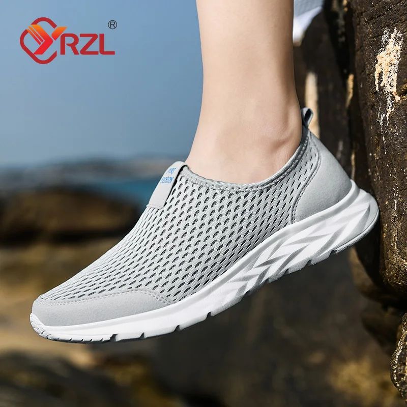 Tênis Masculino YRZL Respirável em Mesh, Casual, Antiderrapante para Uso Externo, Tamanho Grande, Loafer Leve para Caminhada, Calçado Masculino de Tênis