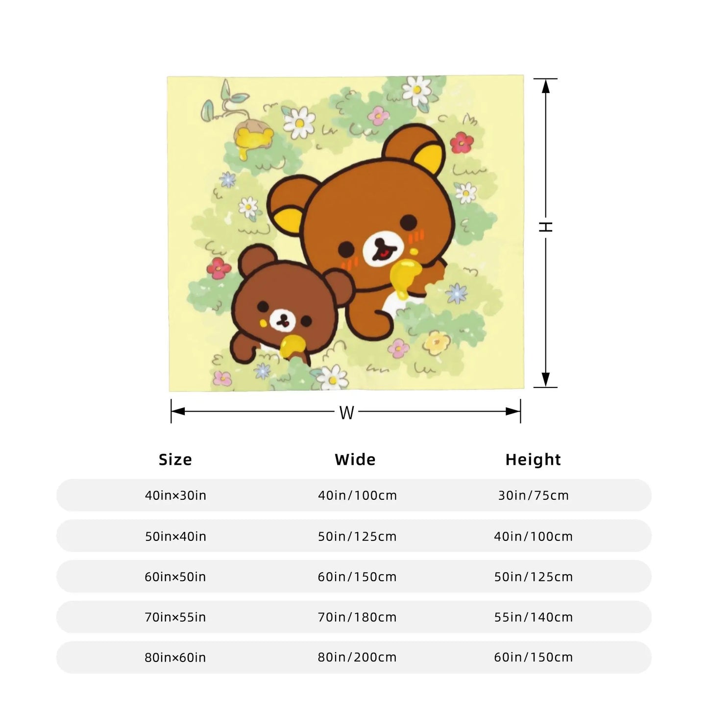 Rilakkuma  Korilakkuma Tea Time Flannel Throw Blanket  Super Warm Plush Quilt for Bedding  Couch