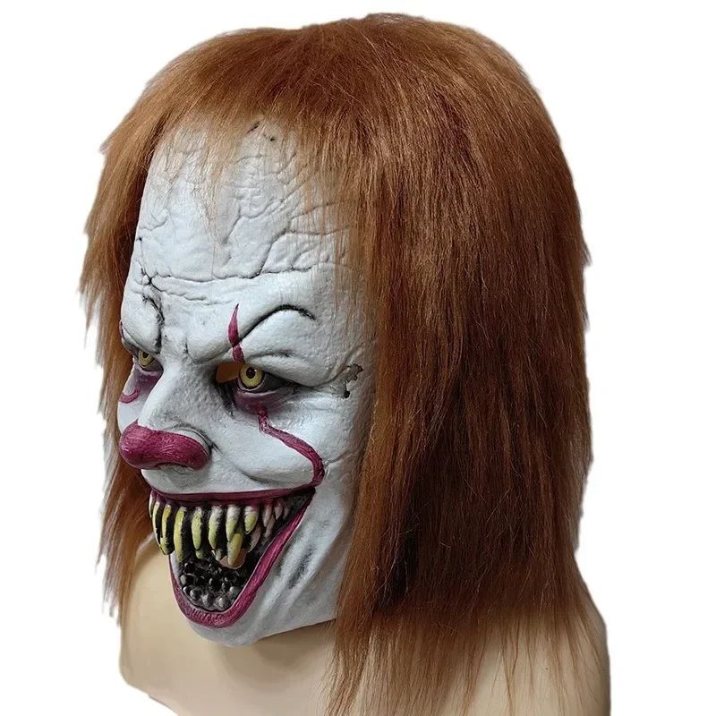 BeauNook Halloween Horror Clown Pennywise Mask Head Set in Europe and The United States New Spirit Clown Latex Mask Mardi Gras