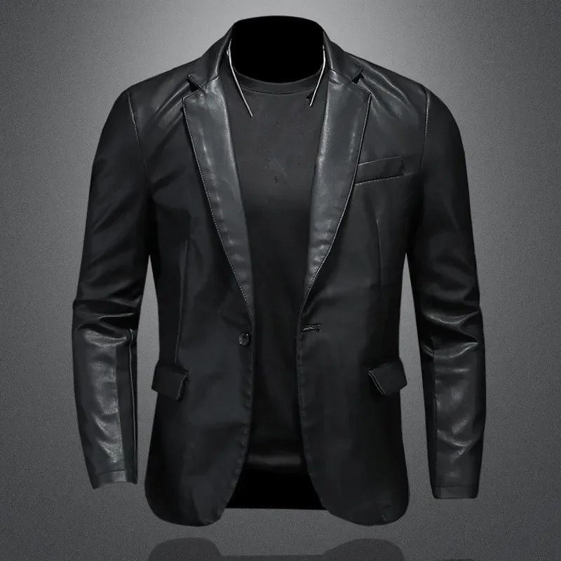Leather Jackets PU Casual New Mens Slim Fit Motorcycle Coats Turn Down Collar Black Moto Biker Leather Suede Outerwear Men 5XL