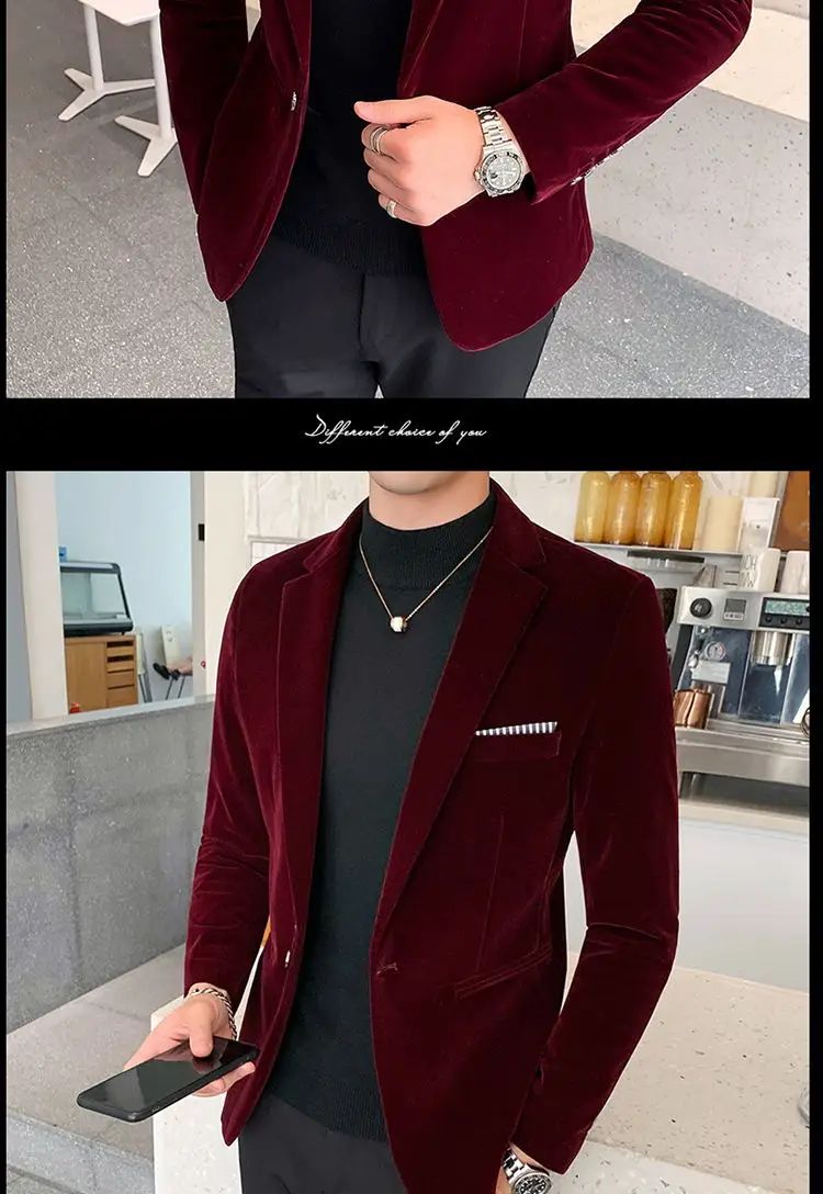 2023 Spring Velvet Wedding Dress Coat Mens Blazer Jacket Fashion Casual Suit Jacket Stage Men's Business Blazers Costume Homme