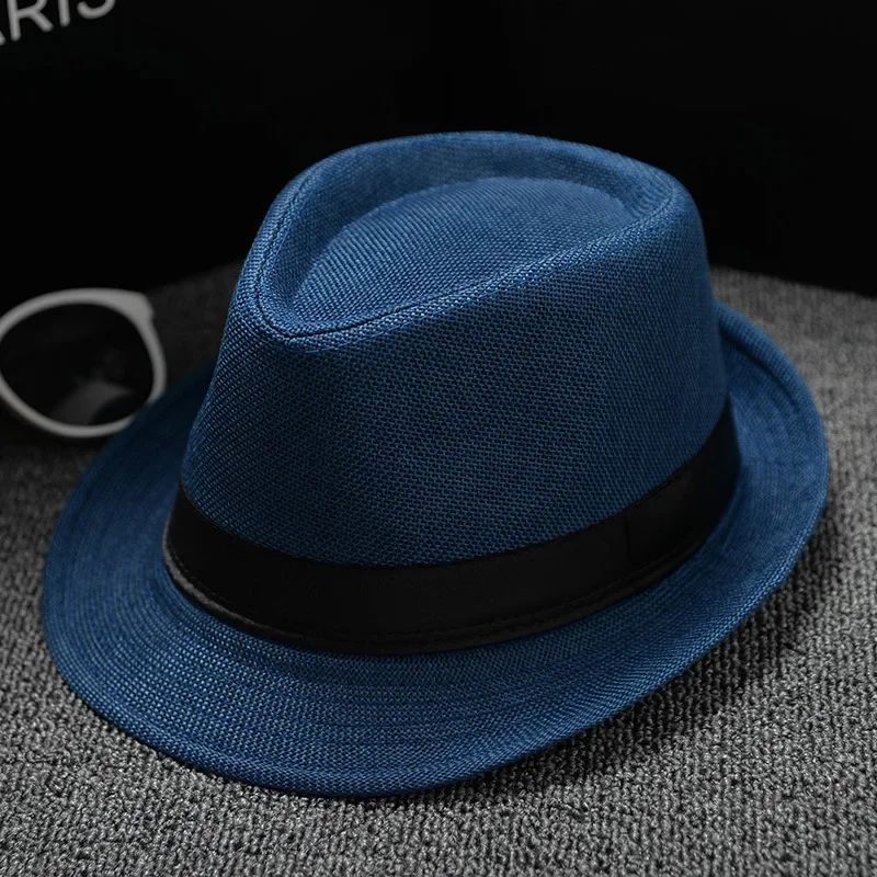 Fashionable Elegant Vintage Unisex Classic Summer Hat with Brim for Men and Women in Black, White, Red, Panama Top Jazz Beach Fe