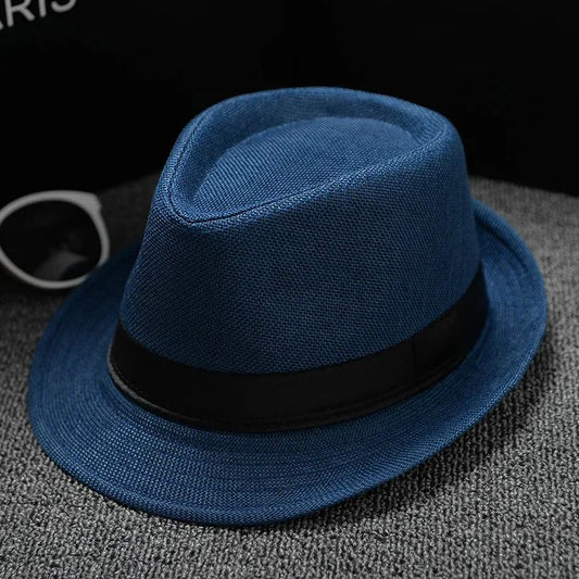 Fashionable Elegant Vintage Unisex Classic Summer Hat with Brim for Men and Women in Black, White, Red, Panama Top Jazz Beach Fe