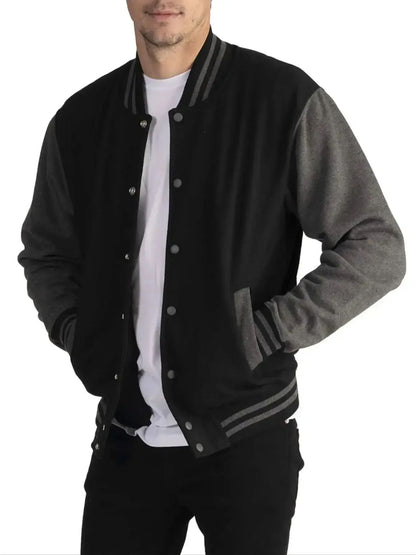 Jaquetas Masculinas com Letras de Cidade, Estilo Preppy, Uniformes de Beisebol, Casuais, S-3Xl, Blusas de Movimento High Street, Casaco de Retalhos de Pesca, Novidade de Outono