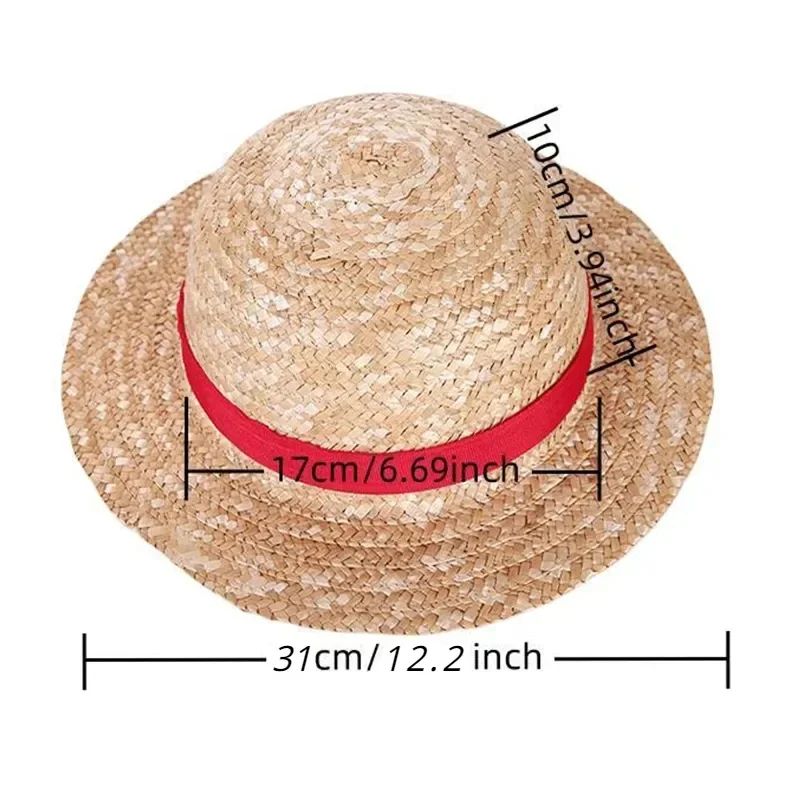 Chapéu de Sol Chapéu Luffy para Mulheres e Homens, Acessório de Cosplay de Desenho Animado One Piece, Chapéu de Palha Luffy, Chapéu para Pais e Filhos