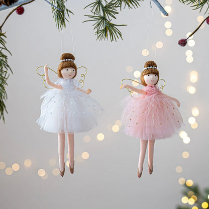 Christmas chiffon dress angel girl doll decoration Christmas tree pendant hanging decoration family New Year decoration