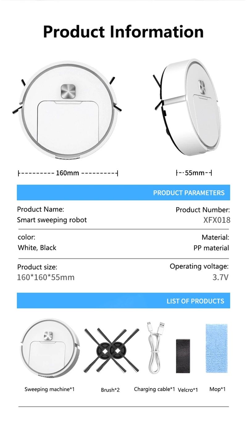 Xiaomi 3 in 1 Mini Intelligent Sweeping Robot Suction Sweeping Mopping Household Use Small Appliances Ultra-thin Cleaner