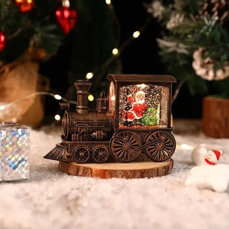 2026 Christmas Gift Christmas Crystal Ball Ornaments LED Lights Train Santa Claus Merry Christmas Decoration for Home Party Xmas