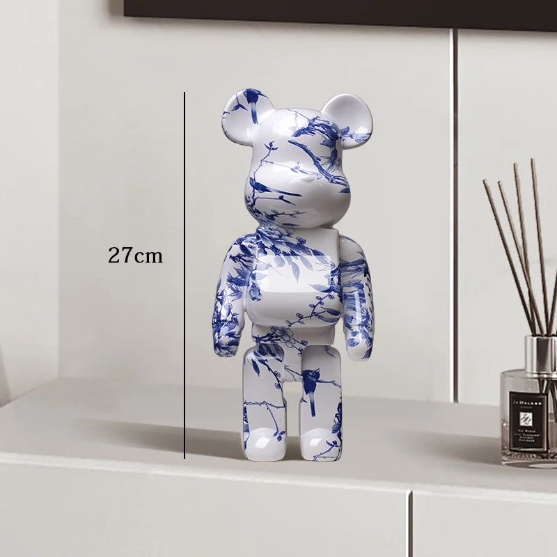 Estátua Urso Graffiti 27cm Bloco Tinta Urso Decoração Enfeites de Resina para Desktop Decoração de Casa Sala de Estar Urso Escultura de Chão Presentes