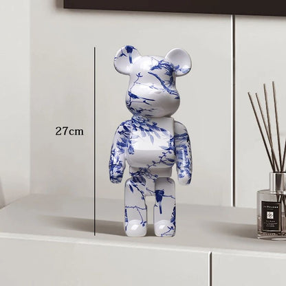 Estátua Urso Graffiti 27cm Bloco Tinta Urso Decoração Enfeites de Resina para Desktop Decoração de Casa Sala de Estar Urso Escultura de Chão Presentes