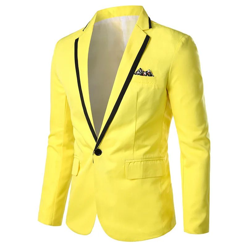 Cross-Border Color Block Single Suit 2024 Men's Casual Western-Style Long Sleeve Slimming Business Jacket Smooths Your Silhouett
