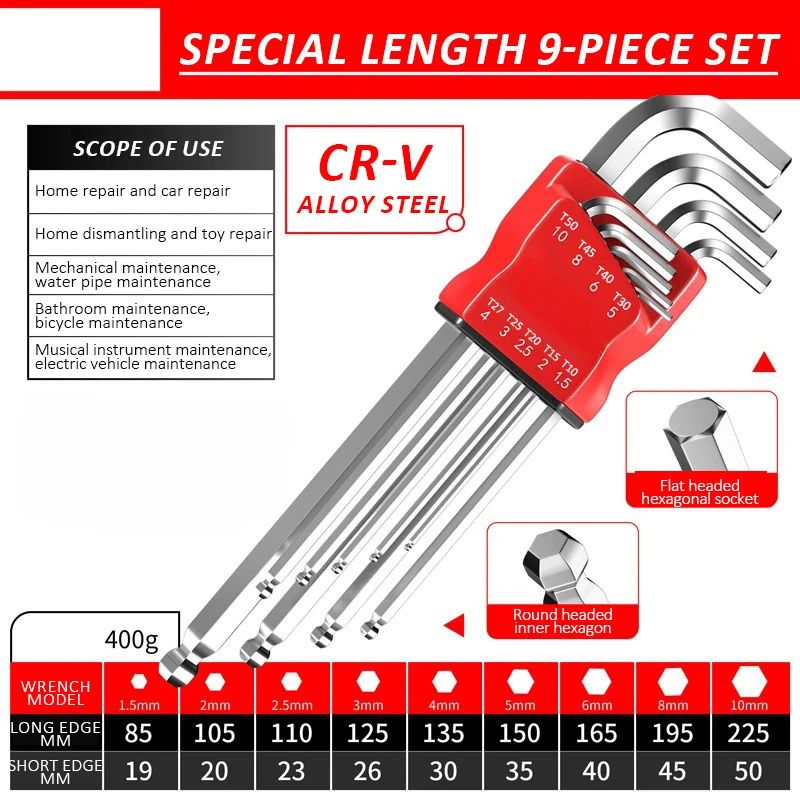 Allen Key Set?Allen Hex Wrench Screwdriver Set With Sleev Universal Torque Long Metric,for Motorcycles, Bicycles