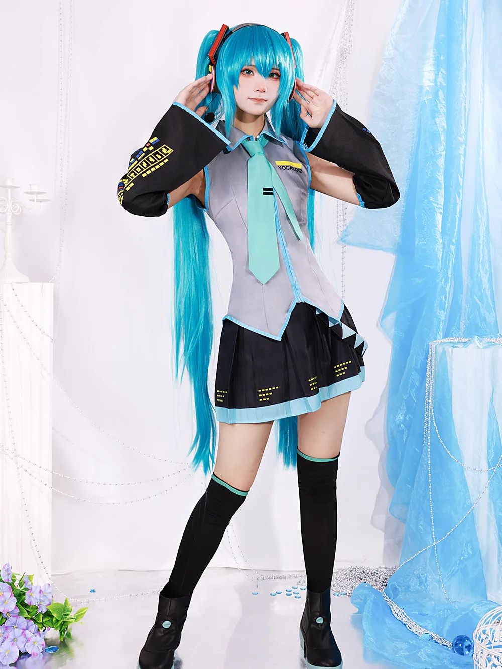 Anime Karakter Prestaties Kleding Hatsune Miku MIKU Anime Kleding Cosplay Kleding Rok Hetzelfde Pak Pruik Accessoires Halloween