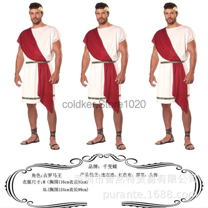 Greek Toga Costume For Men Roman Halloween Dionysus Costume With Wristband Adult Halloween Party King Gladiator Clothing Suit