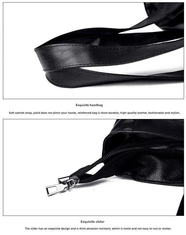 Female Big Soft Leather Satchel Bag Classic Solid Color Simple Casual Large Capacity Tote Single Shoulder Bag Purses and Handbag