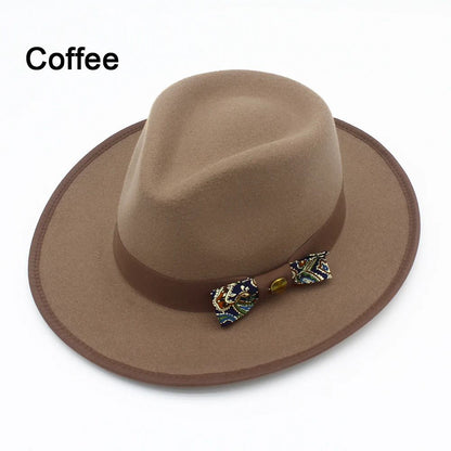 Men Women Fedora Hats Casual Vintage Autumn Winter Caps Bowknot Jazz Designed Outdoor Britain Derby Luxury Hat  Trilby Caps