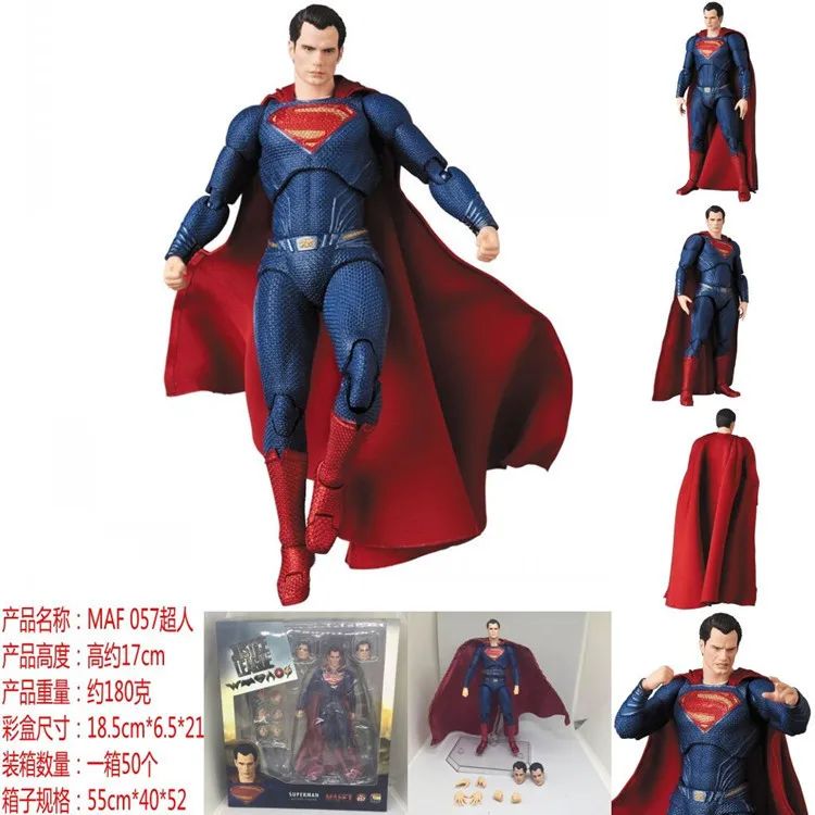16cm DC Superman MAFEX 057 Liga da Justiça Super Homem Boneco Articulado Colecionável Modelo BJD Brinquedo de Presente