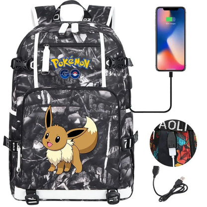 New Eevee Charizard USB Teenagers Schoolbags Women Men Laptop Travel Backpack Girl Boys Kids School Book Bags