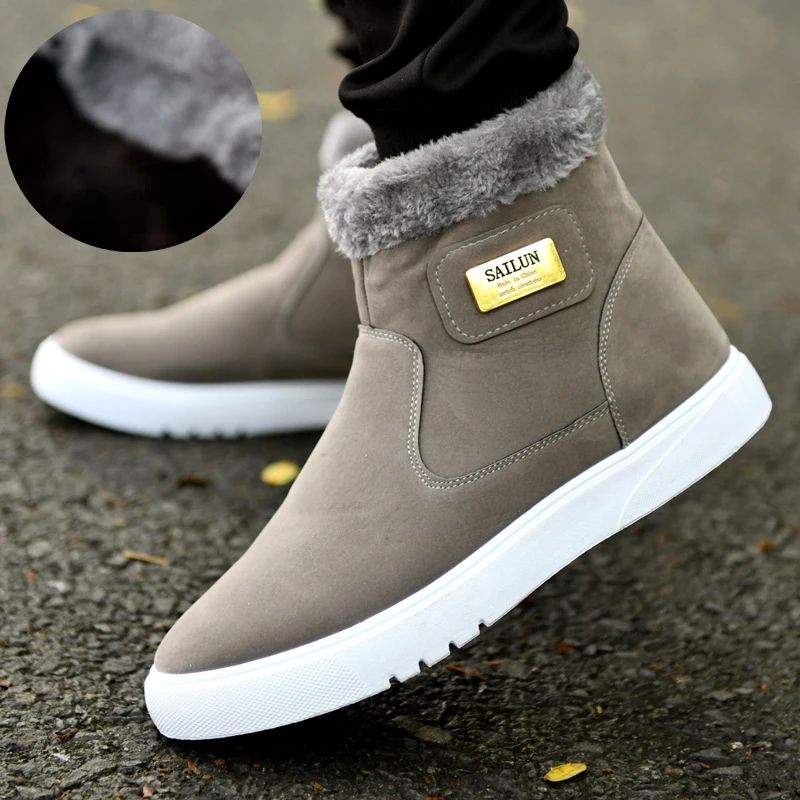 Winter Men's Snow Boots Plush Warm Men Ankle Boots Brand High-top Casual Leather Shoes for Men Comfortable zapatos para hombres