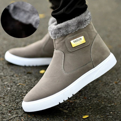 Winter Men's Snow Boots Plush Warm Men Ankle Boots Brand High-top Casual Leather Shoes for Men Comfortable zapatos para hombres