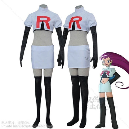 Game Team Rocket Cosplay Jessie Musashi James Kojirou Costume Halloween Anime Accessories Wig Full Set Roleplay Cos Sportwear