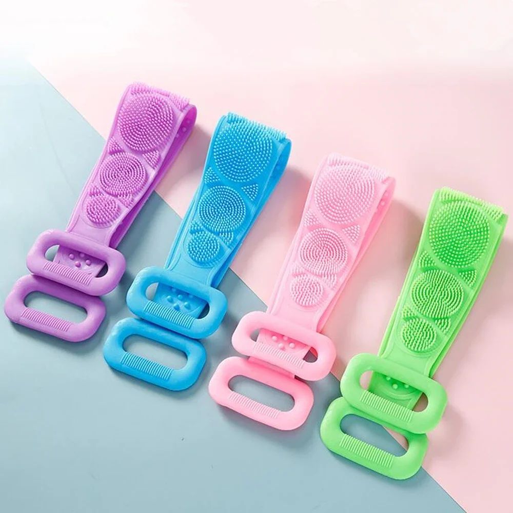 1 Esponja Corporal de Silicone, Escova Esfoliante Corporal, Toalha de Banho Esfoliante, Esfregão para as Costas, Esfoliação da Pele, Cinto de Massagem e Limpeza para Banho, Extensível