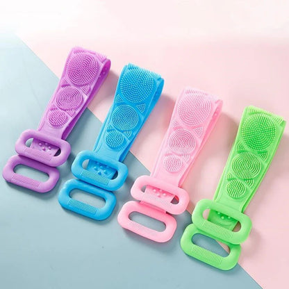 1 Esponja Corporal de Silicone, Escova Esfoliante Corporal, Toalha de Banho Esfoliante, Esfregão para as Costas, Esfoliação da Pele, Cinto de Massagem e Limpeza para Banho, Extensível