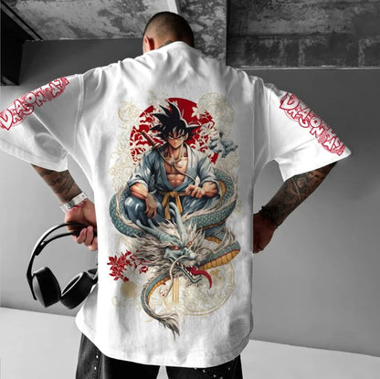 Men's T-Shirt Dragon Ball Goku Japanese Anime Hot Blood Classic Portrait Cotton Fashion High Street Unisex Harajuku Y2K