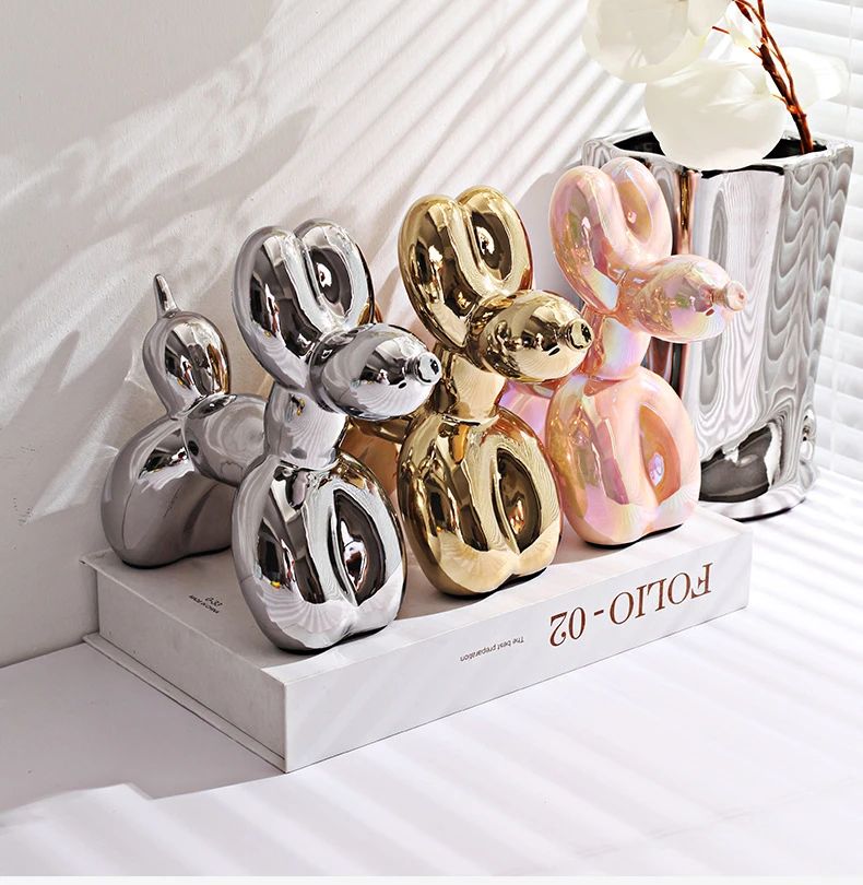 11/21CM Mini Ceramic Balloon Dog Sculpture Abstract Ornament Study Room Statue Home Office Accessories Festival Decoration ?