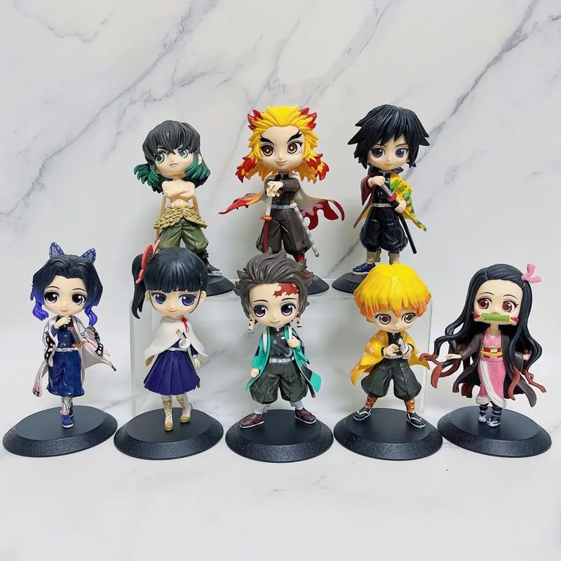 Boneco de 15cm Anime Demon Slayer Nezuko Tanjirou Zenitsu Inosuke Kyoujurou Shinobu Giyuu Qposket, Brinquedo Infantil, Presente de Natal