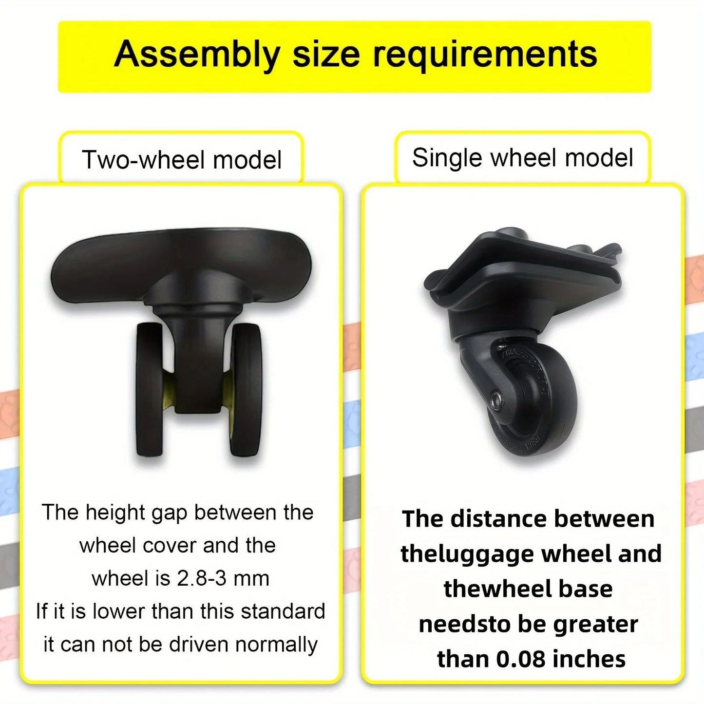 4 Peças de Capas de Silicone para Rodas de Bagagem, Protetores de Roda de Mala Autoadesivos Recortáveis, Rodas Silenciosas e Redução de Desgaste, Viagem