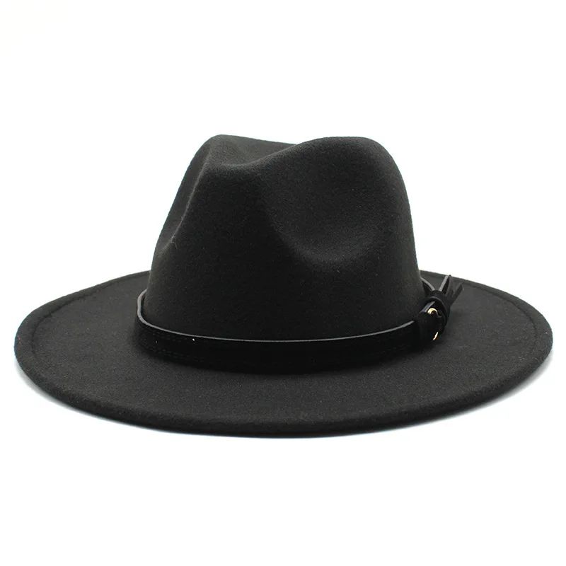 Gangster Trilby Felt Fedora Hat European American Wide Brim Top Jazz Caps Women Men Wool White Wedding Hat 56-58-61CM