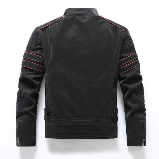 Men's autumn and winter frosted leather jacket, fashionable slim fit and brushed motorcycle fashion brand slim fit jacket