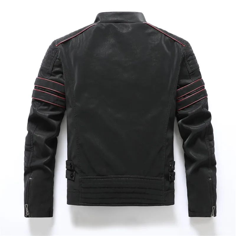 Men's autumn and winter frosted leather jacket, fashionable slim fit and brushed motorcycle fashion brand slim fit jacket