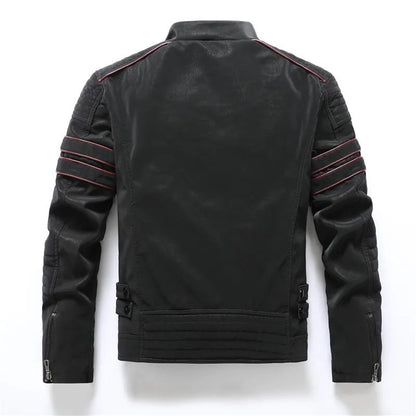 Men's autumn and winter frosted leather jacket, fashionable slim fit and brushed motorcycle fashion brand slim fit jacket