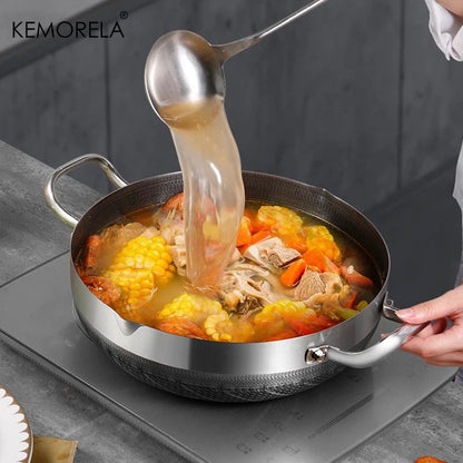 Frigideira de Aço Inoxidável 304 26/28/30cm, Antiaderente Grau Alimentício, Fundo de Panela Colmeia, Panela Geral para Fogão a Gás e de Indução