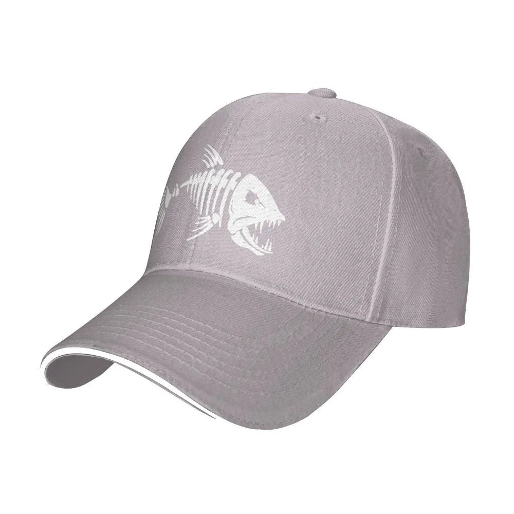 Boné de Pesca Masculino para Ar Livre, Boné de Pesca, Boné de Beisebol, Boné de Golfe, Boné de Caça com Ossos de Peixe de Desenho Animado, Boné Snapback