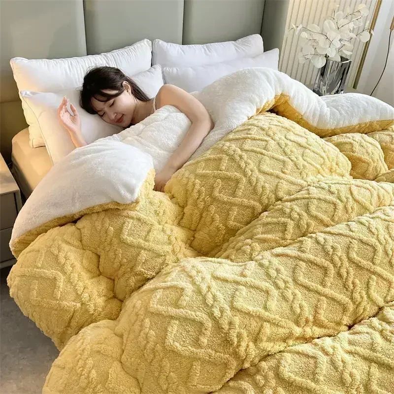 Manta de Cama Grossa de Inverno Quente de Alta Qualidade Cordeiro Artificial Caxemira Cobertores Pesados Edredom de Inverno Mais Grosso e Quente