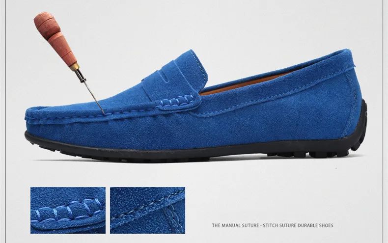 High Quality Leather Men Loafers  Slip on Mens Casual Shoes Fashion Flats Male Driving Shoes Moccasins Ten Colors Size 38-47